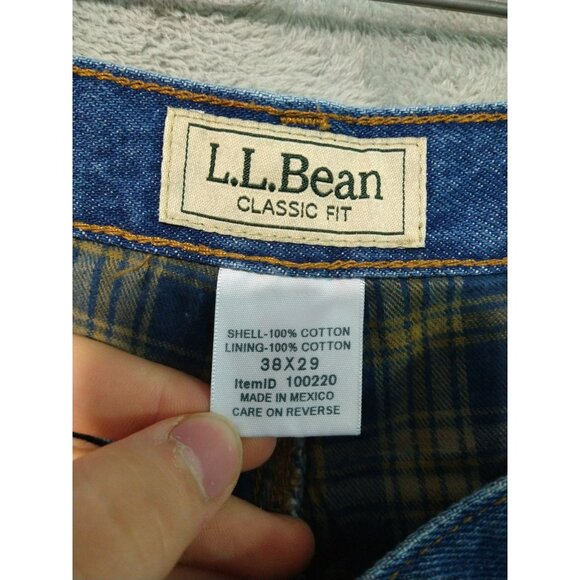 LL Bean Jeans Mens 38x29 Blue Denim Flannel Lined Classic Fit Dark Wash - Picture 7 of 9